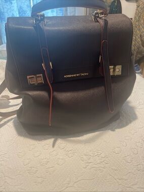 Adrienne Vittadini Woman Brown Faux Leather  Handbag/Satchel with Gold Hardware